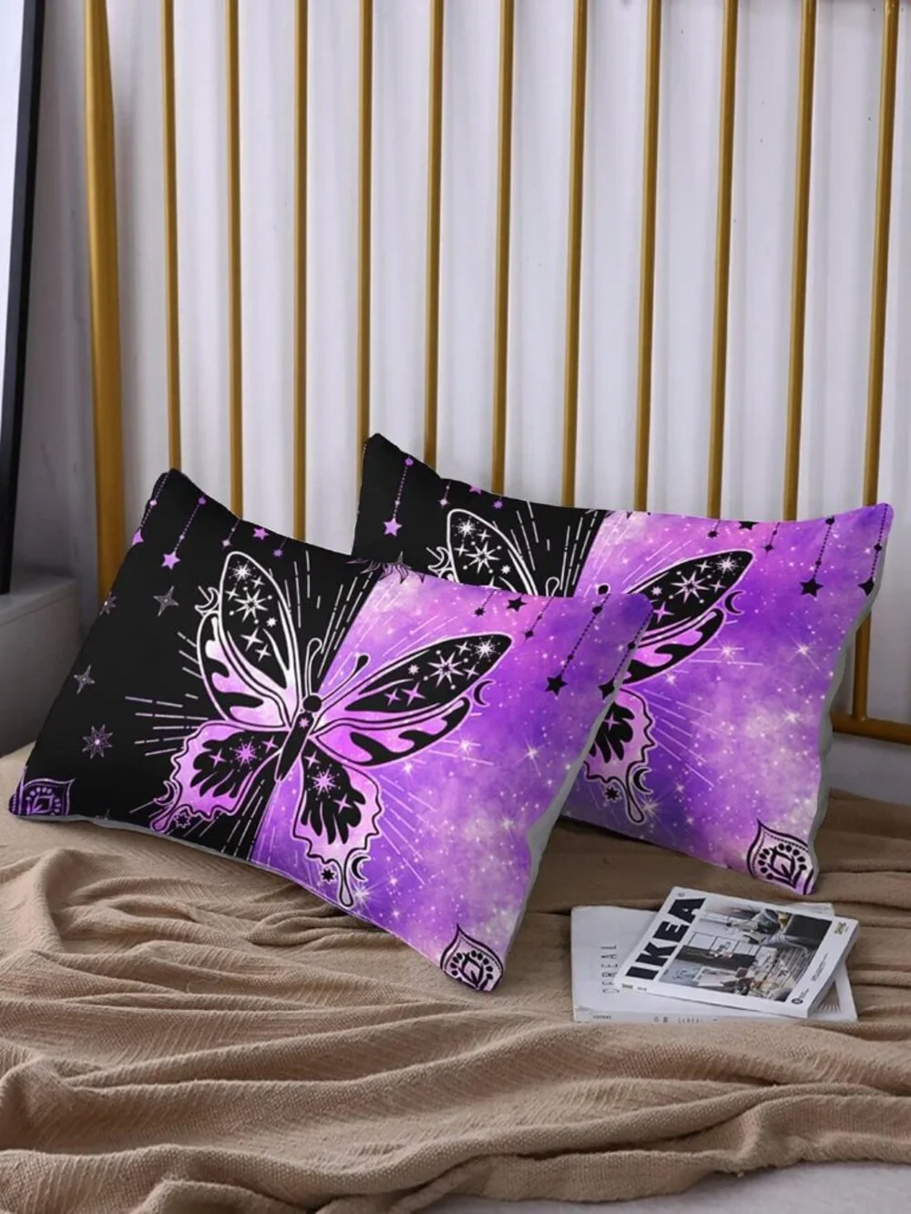 Butterfly Twin Fitted Sheet Set, Microfiber 3 Piece Twin Bedding Sets Starry Sun